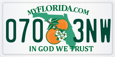 FL license plate 0703NW