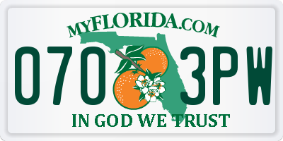 FL license plate 0703PW