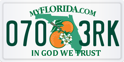 FL license plate 0703RK