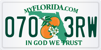 FL license plate 0703RW