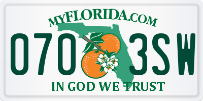 FL license plate 0703SW