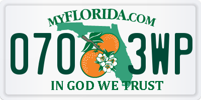 FL license plate 0703WP