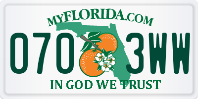 FL license plate 0703WW