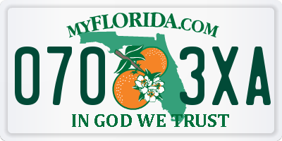 FL license plate 0703XA