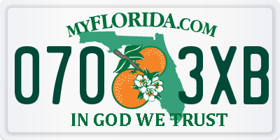 FL license plate 0703XB