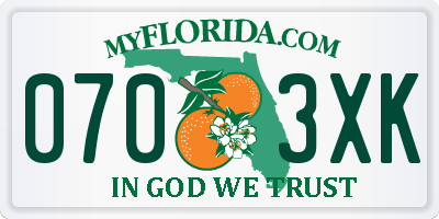 FL license plate 0703XK