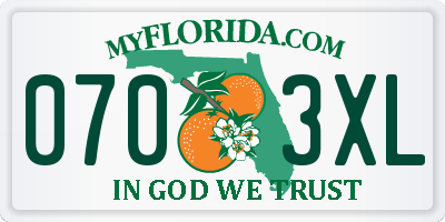 FL license plate 0703XL