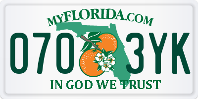 FL license plate 0703YK