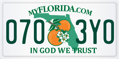 FL license plate 0703YO