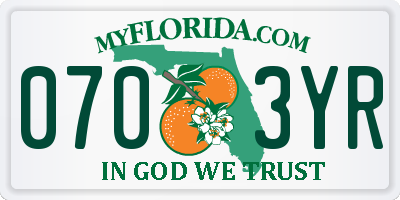 FL license plate 0703YR