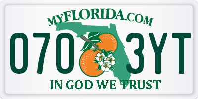 FL license plate 0703YT