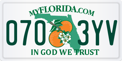 FL license plate 0703YV