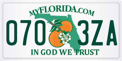 FL license plate 0703ZA