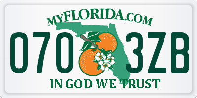 FL license plate 0703ZB