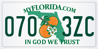 FL license plate 0703ZC