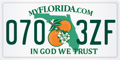 FL license plate 0703ZF
