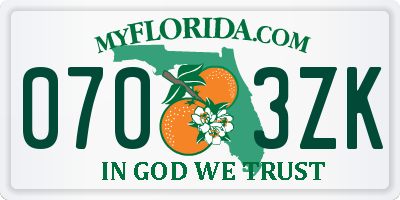 FL license plate 0703ZK