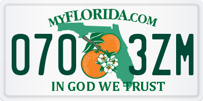FL license plate 0703ZM