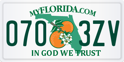 FL license plate 0703ZV