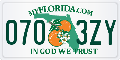 FL license plate 0703ZY