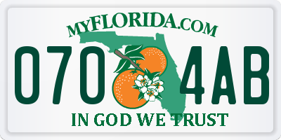 FL license plate 0704AB