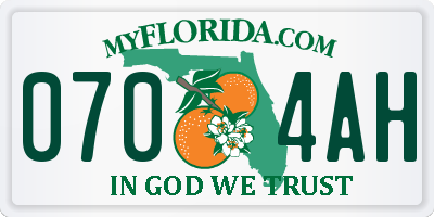 FL license plate 0704AH