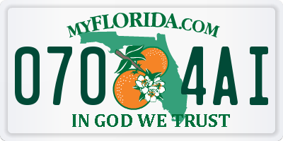 FL license plate 0704AI