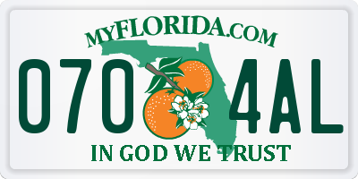 FL license plate 0704AL