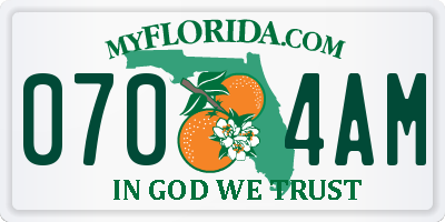 FL license plate 0704AM