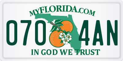 FL license plate 0704AN