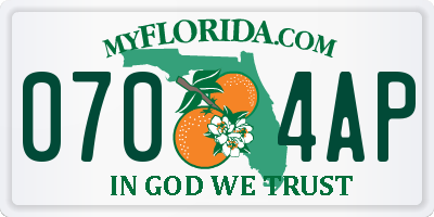 FL license plate 0704AP
