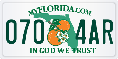 FL license plate 0704AR