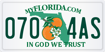 FL license plate 0704AS