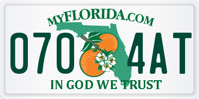 FL license plate 0704AT