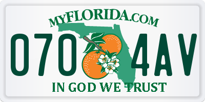 FL license plate 0704AV
