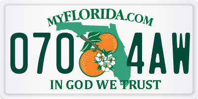 FL license plate 0704AW