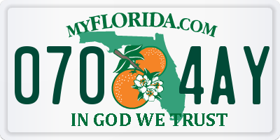FL license plate 0704AY