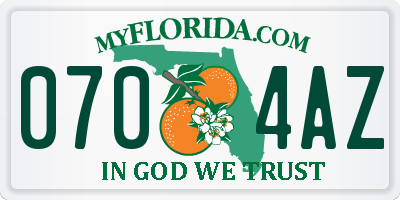 FL license plate 0704AZ