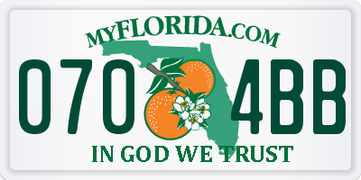 FL license plate 0704BB