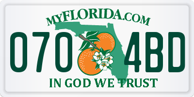FL license plate 0704BD