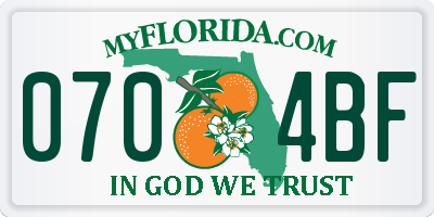 FL license plate 0704BF