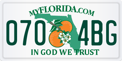 FL license plate 0704BG