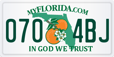 FL license plate 0704BJ
