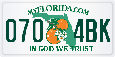 FL license plate 0704BK