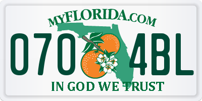 FL license plate 0704BL