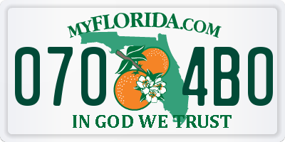 FL license plate 0704BO