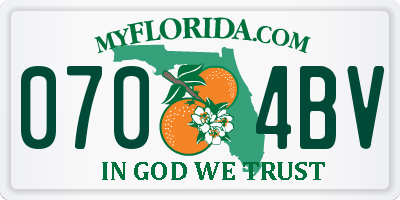FL license plate 0704BV