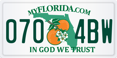 FL license plate 0704BW