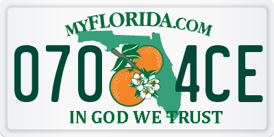 FL license plate 0704CE