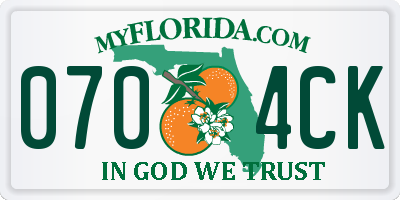 FL license plate 0704CK